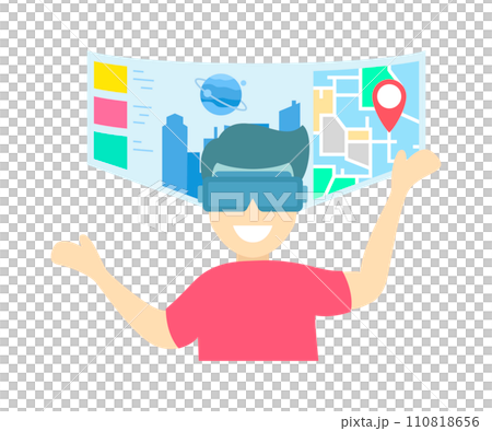 A man access virtual world using vr glasses 110818656