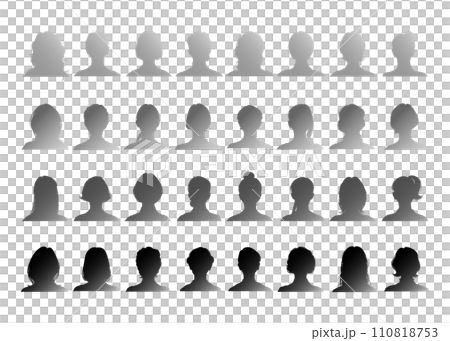 不同髮型女性身分證照片剪影插畫集 110818753