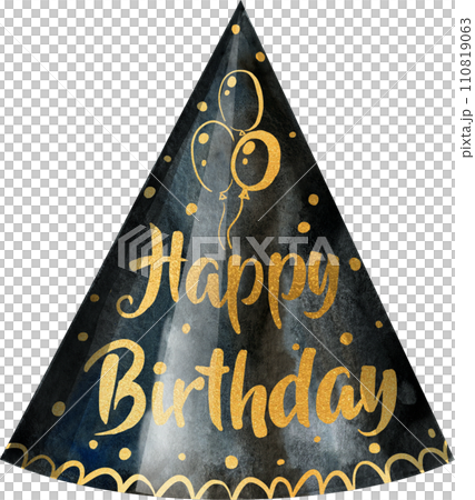 Party hat. Watercolor illustration. Birthday element 110819063