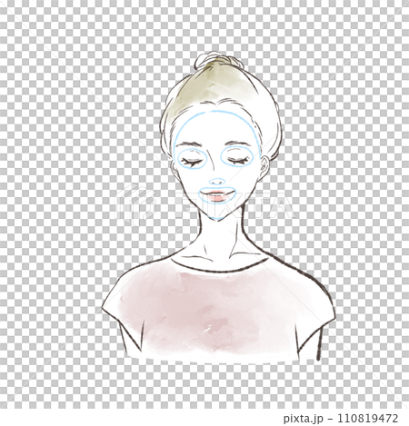 Illustration of a woman doing skin care with a face pack Illustration of a woman doing skin care with a face pack 110819472