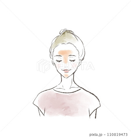 Tゾーンのテカリを表す女性のイラスト Tゾーンのテカリを表す女性のイラスト 110819473