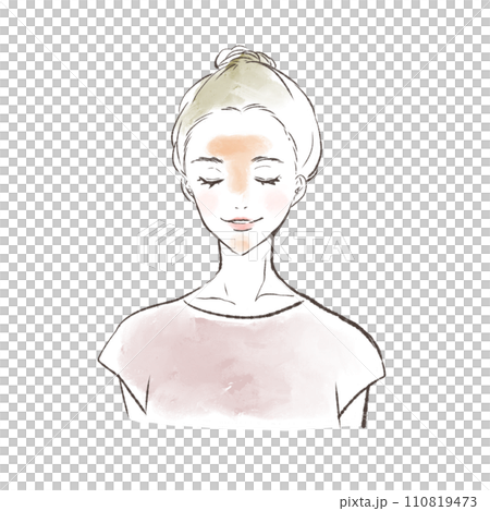 Tゾーンのテカリを表す女性のイラスト Tゾーンのテカリを表す女性のイラスト 110819473
