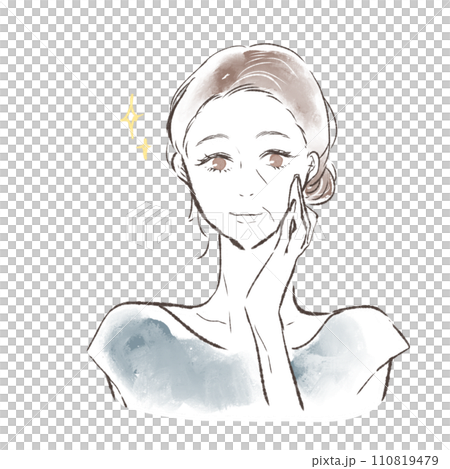 擺脫皮膚問題的中年婦女的插圖 擺脫皮膚問題的中年婦女的插圖 110819479