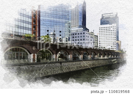 水彩画風　秋葉原　マーチエキュート神田万世橋　東京都千代田区 110819568