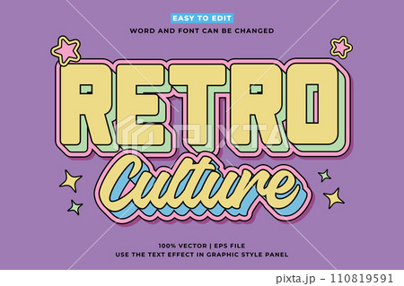 Retro vintage editable text effect. Retro Culture 3d cartoon style premium vector 110819591
