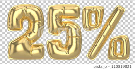 Number percent 3d rendering Gold metal discount Number percent 3d rendering Gold metal discount 110819821