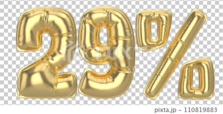 Number Percent 3D Rendering Gold Metal Discount 110819883