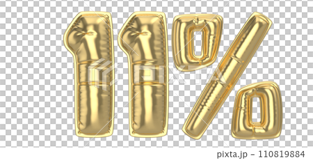 Number Percent 3D Rendering Gold Metal Discount 110819884