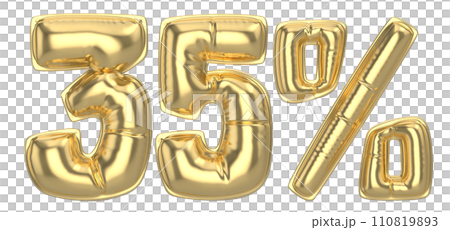 Number Percent 3D Rendering Gold Metal Discount Number Percent 3D Rendering Gold Metal Discount 110819893