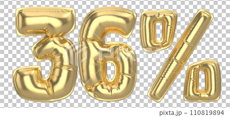 Number Percent 3D Rendering Gold Metal Discount Number Percent 3D Rendering Gold Metal Discount 110819894