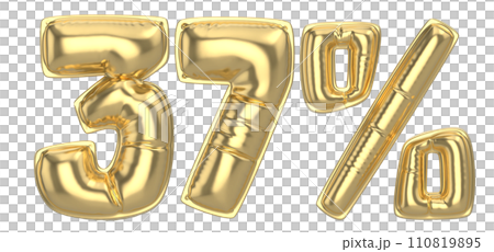 Number Percent 3D Rendering Gold Metal Discount 110819895