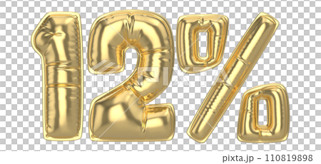 Number Percent 3D Rendering Gold Metal Discount Number Percent 3D Rendering Gold Metal Discount 110819898