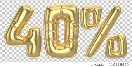Number Percent 3D Rendering Gold Metal Discount 110819899