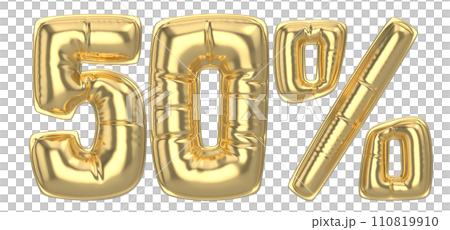 Number Percent 3D Rendering Gold Metal Discount Number Percent 3D Rendering Gold Metal Discount 110819910