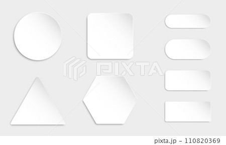 White 3d blank square and rounded button vector set.  110820369