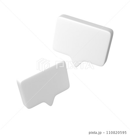3D text bubble Two White frames. Social media online platform concept icon, communication on application. For Valentine, web design, wedding, sticker, greeting card 110820595