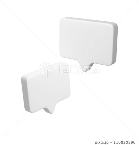 3D text bubble Two White frames. Social media online platform concept icon, communication on application. For Valentine, web design, wedding, sticker, greeting card 110820596