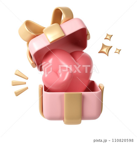 3d Two red hearts in pink gift box in Cartoon Style for Decoration. Love Valentine romantic design, Mother day, Women day Background illustration 3d Two red hearts in pink gift box in Cartoon Style for Decoration. Love Valentine romantic design, Mother day, Women day Background illustration 110820598