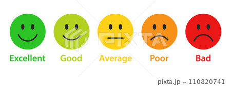 Poor Performance Smiley Rating emojis set in different colors. Feedback...のイラスト素材 [110820741 ...