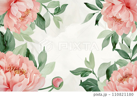 Abstract floral art background template botanical watercolor, Vector floral illustrations of buds, leaves, pastel tones,frame, seamless pattern, peony for wedding invitation, greeting card or poster 110821180