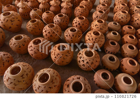 Earthenware earthen pot or a clay pot bowl. Traditional People lifestyle. 110821726