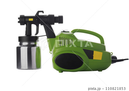 Green Electric Paint Sprayer Machine Side View Green Electric Paint Sprayer Machine Side View 110821853