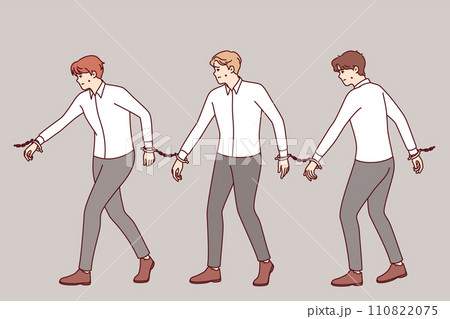 White-collar men with handcuffs on hands, arrested for breaking law and trading insider information White-collar men with handcuffs on hands, arrested for breaking law and trading insider information 110822075