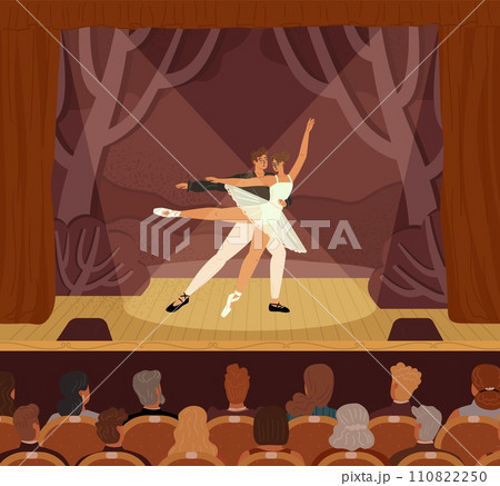 Ballet dancer couple on theater stage during art concert 110822250