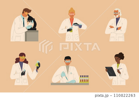 Scientist and researcher people character isolated set 110822263