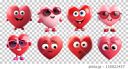 Valentine's Day Cute Hearts Characters Set Valentine's Day Cute Hearts Characters Set 110822437