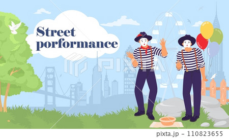 Street mime comedian performance landing page design template Street mime comedian performance landing page design template 110823655
