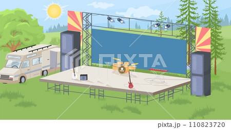 Empty musical stage prepared for open air party vector illustration Empty musical stage prepared for open air party vector illustration 110823720