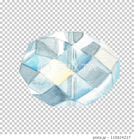Jewelry glass bead, transparent crystal. Design element. Watercolor hand drawn illustration isolated on white background. 110824227