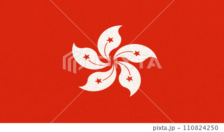 Hong Kong national flag on textured background. Fabric texture. Asian country 110824250
