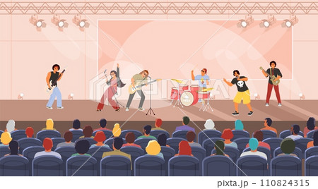 Rock band performing concert on stage vector illustration 110824315