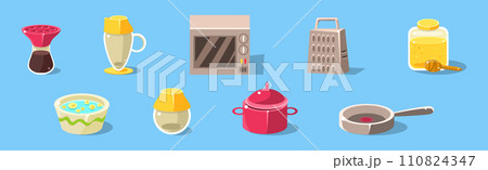 Cooking Tool and Kitchenware for Culinary Use Vector Set 110824347