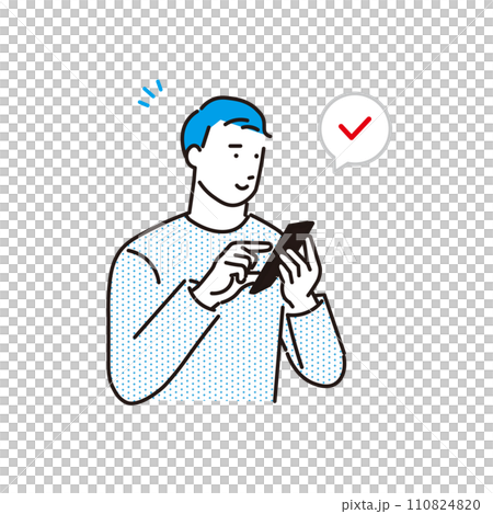スマホで調べる男性ーベクターシンプルイラストセット 110824820