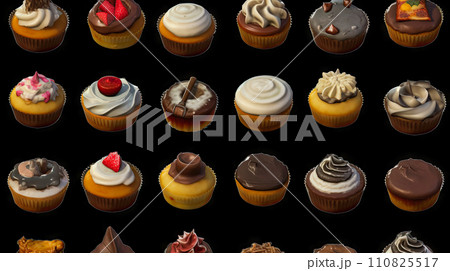 AI-generated content. conveyor belt with many cakes on it 110825517