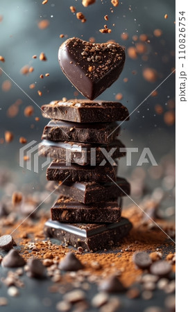 AI-generated content. Tasty Yummy Homemade Sweet Cookies. Chocolate and Raspberry Heart Shape Pastry Dessert. Food Photo Background. Valentine's Day Composition. 110826754