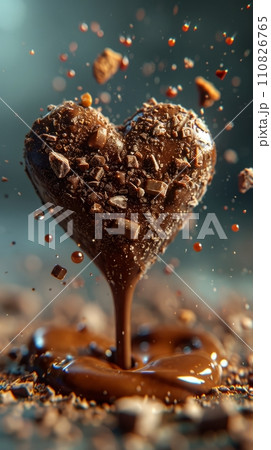 AI-generated content. Tasty Yummy Homemade Sweet Cookies. Chocolate and Raspberry Heart Shape Pastry Dessert. Food Photo Background. Valentine's Day Composition. 110826765