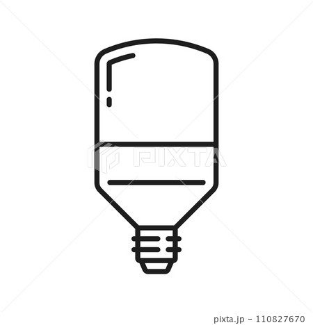 Tubular light bulb and LED lamp outline icon or symbol. Electricity saving lamp, illumination technology, energy efficient diode lightbulb with E14 socket thin line vector pictogram or sign Tubular light bulb and LED lamp outline icon or symbol. Electricity saving lamp, illumination technology, energy efficient diode lightbulb with E14 socket thin line vector pictogram or sign 110827670