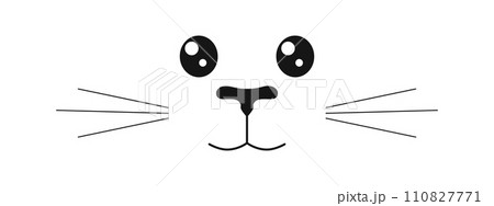 Bunny, dog or cat muzzle with eyes, nose, mouth and whisker. Masquerade costume elements. Signboard design for pet grooming and bathing salon or domestic animals store Bunny, dog or cat muzzle with eyes, nose, mouth and whisker. Masquerade costume elements. Signboard design for pet grooming and bathing salon or domestic animals store 110827771