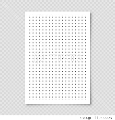 Dotted graph paper with grid. Polka dot pattern, geometric texture for calligraphy drawing or writing. Blank sheet of note paper, school notebook. Vector illustration 110828825