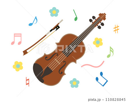バイオリンをイメージしたイラスト 音符ありバージョン バイオリンをイメージしたイラスト 音符ありバージョン 110828845