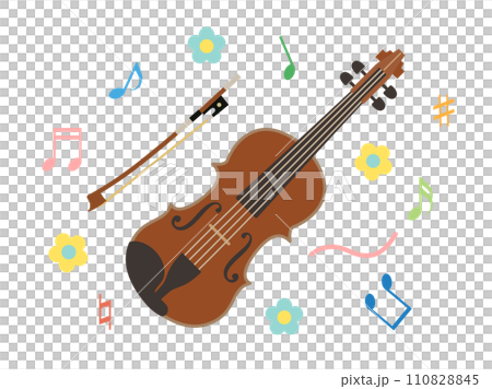 バイオリンをイメージしたイラスト　音符ありバージョン 110828845