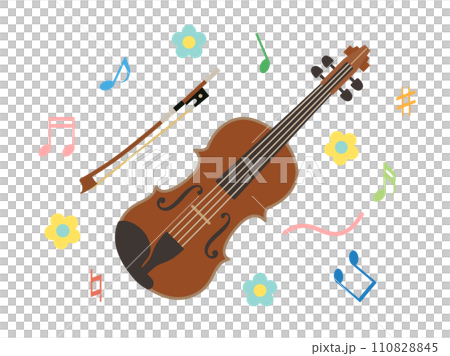 Illustration inspired by a violin (version with musical notes) 110828845