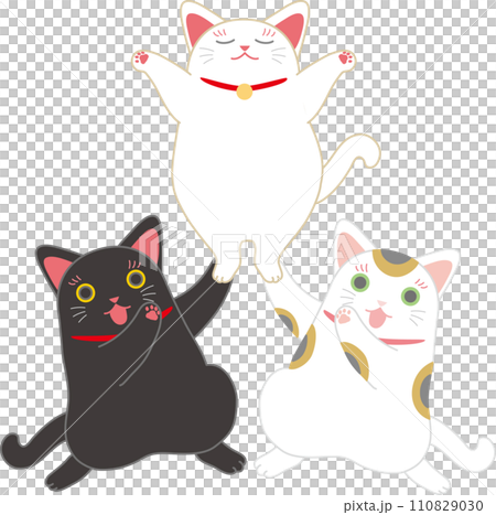 招き猫_ダンシング招き猫_組体操する招き猫三匹 110829030