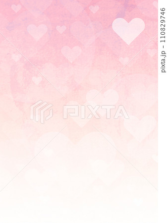 ハートが浮かぶかわいいピンク色の水彩風背景 110829746