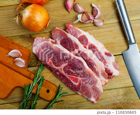 Raw pork shoulder ready for cooking 110830605