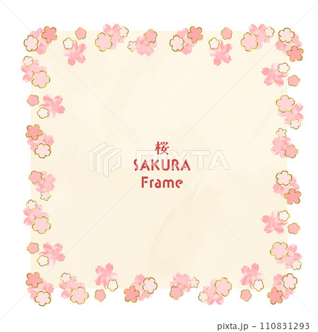 和風の桜の花のフレームイラスト 110831293
